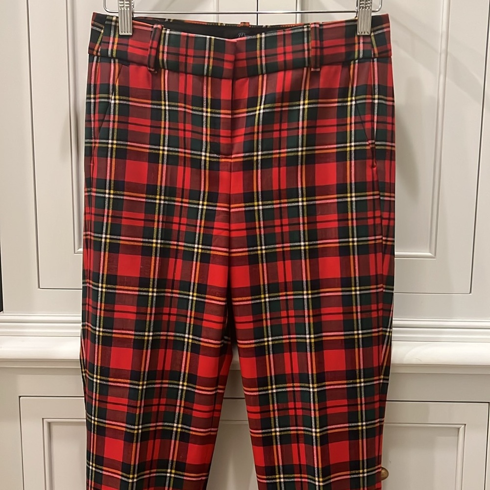 J CREW Cameron red tartan plaid pant size 2 tall. - Picture 2 of 3